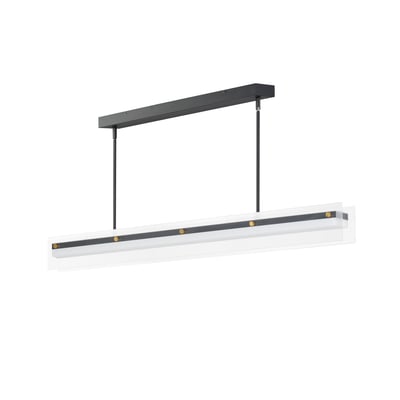 Spectre Linear Pendant by Maxim Lighting in Black with Natural Aged Brass finish, featuring a sleek design with steel and glass elements.