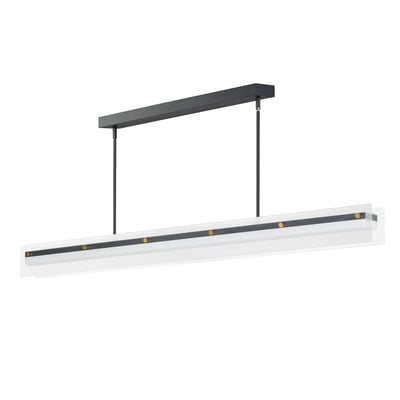 Maxim Lighting Spectre Linear Pendant in Black with Natural Aged Brass finish, featuring a sleek steel and glass design.