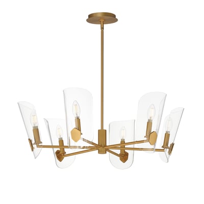 Maxim Lighting Armory Chandelier in Natural Aged Brass, featuring steel and glass for an elegant lighting solution.