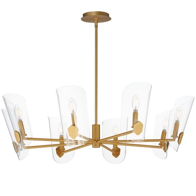 Maxim Lighting Armory Chandelier in Natural Aged Brass, featuring steel and glass for a stylish, modern look.