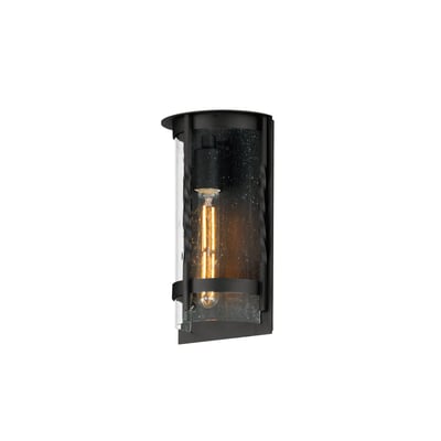 Maxim Lighting Foundry Outdoor Wall Sconce with a sleek black finish, featuring a steel frame and clear glass panels for a modern, industrial look.