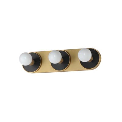 Maxim Lighting Hollywood Bathroom Vanity Light with Black and Natural Aged Brass finish, featuring sleek steel construction and modern design elements.