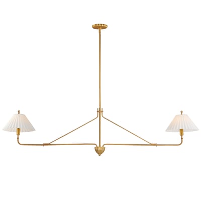 Maxim Lighting Kismet Linear Suspension in Gold Leaf finish, featuring a sleek steel and glass design with elegant geometric patterns.
