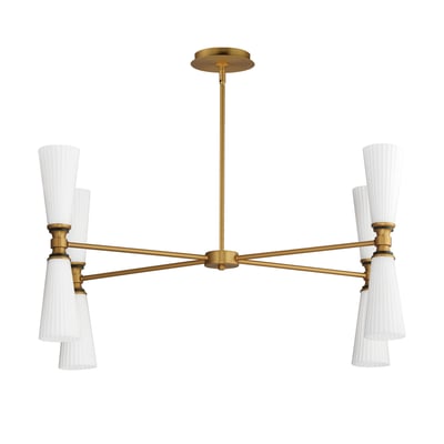 Krevat Chandelier by Maxim Lighting, featuring a Steel frame in Black with Natural Aged Brass accents and Glass elements.