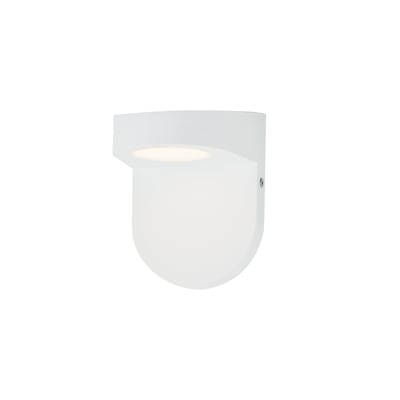 Maxim Lighting Ledge Outdoor Wall Sconce in White finish, featuring an Aluminum frame and Glass panel, elegantly illuminates an exterior wall.