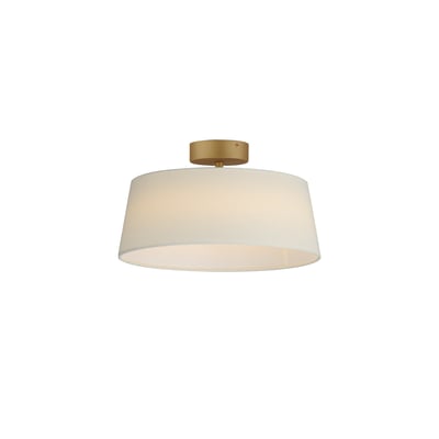 Maxim Lighting Paramount Flush Mount in Natural Aged Brass finish with a Steel frame and Linen shade, providing a modern yet classic ceiling light fixture.