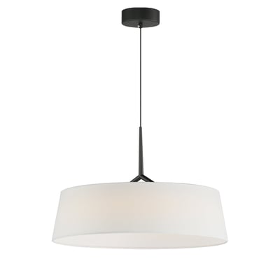 Maxim Lighting Paramount Pendant in Black finish with a Steel frame and Linen shade, elegantly hanging in a modern interior setting.