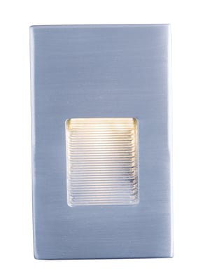 Maxim Lighting Path LED Vertical Step Light in Brushed Aluminum finish, showcasing its sleek design and modern style, mounted on a wall.