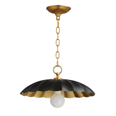 Maxim Lighting Primrose Pendant in Black with Gold Leaf finish, featuring a steel frame with elegant curves and a modern design.