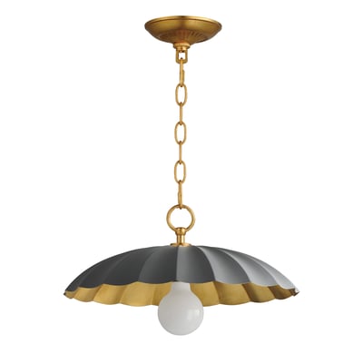 Maxim Lighting Primrose Pendant in dark grey with gold leaf finish, crafted from steel, featuring a modern design with elegant curves and sleek lines.