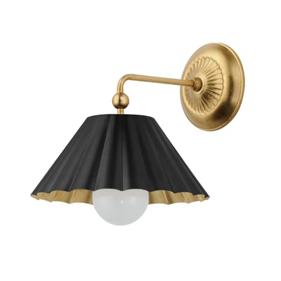Maxim Lighting Primrose Wall Sconce in Black with Gold Leaf finish, crafted from steel, featuring an elegant, modern design with a sleek silhouette.