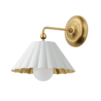 Primrose Wall Sconce by Maxim Lighting in Matte White with Gold Leaf finish, crafted from Steel, elegantly illuminates with a contemporary design.
