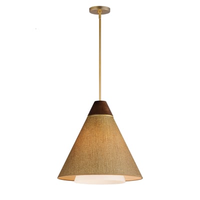 Maxim Lighting Sumatra Pendant with a Natural Aged Brass finish, featuring Steel and Glass elements, complemented by a Grasscloth shade.