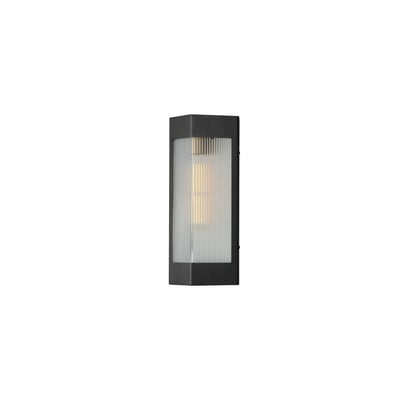 Maxim Lighting Triform Outdoor Wall Sconce in Black with Antique Brass finish, featuring a sleek Aluminum frame and Glass panels.