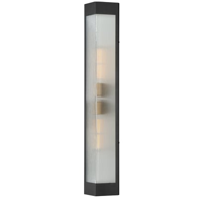 Maxim Lighting Triform Outdoor Wall Sconce in Black with Antique Brass finish, featuring an Aluminum and Glass design, mounted on a wall.