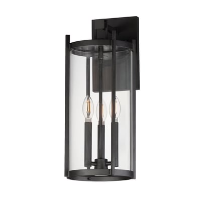 Maxim Lighting Belfry 3-Light Wall Sconce in Black, featuring durable aluminum and elegant glass design.
