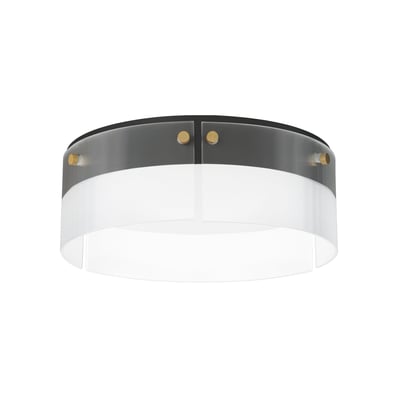 Maxim Lighting Spectre Flush Mount in Black with Natural Aged Brass finish, featuring a sleek Steel frame and Glass shade.