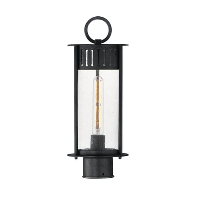 Maxim Lighting Windsor Outdoor Post in Black Patina finish, featuring a classic design with steel, aluminum, and glass elements.