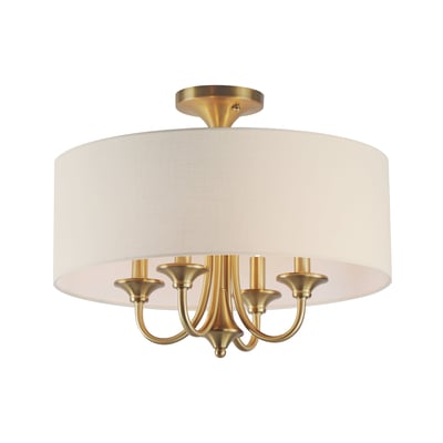 Maxim Lighting Bongo Convertible Ceiling Light in Natural Aged Brass, featuring a stylish steel and linen design.