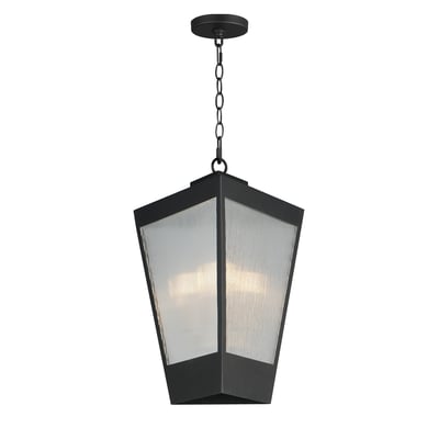 Maxim Lighting Triform Outdoor Pendant in Black with Antique Brass finish, featuring a sleek Aluminum and Glass design, hanging elegantly.