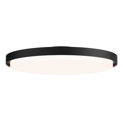 Maxim Lighting Float Flush Mount with a sleek black aluminum finish and plastic diffuser, providing a modern and minimalist ceiling light design.