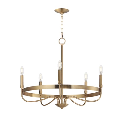 Frankie Chandelier by Maxim Lighting, featuring a Heritage finish and Steel construction, elegantly hanging with multiple lights and intricate detailing.