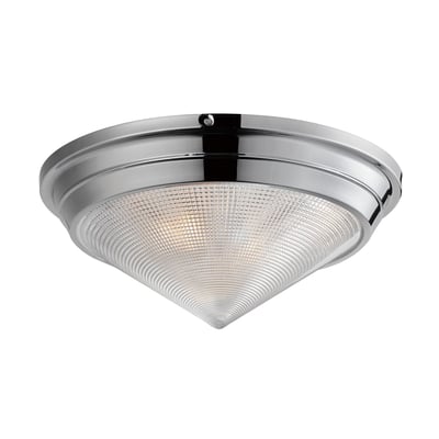 Maxim Lighting Hargreaves Flush Mount in Polished Nickel finish, featuring a sleek steel frame and clear glass shade, perfect for modern interiors.