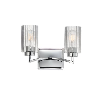 Maxim Lighting Rigata Bath Vanity with a sleek Polished Nickel finish, featuring a Steel and Glass design, elegantly illuminating a modern bathroom.