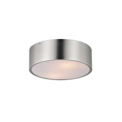 Maxim Lighting Tommy Surface Mount in Satin Nickel finish, featuring a sleek, modern design with a steel frame and frosted glass shade.