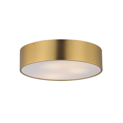 Maxim Lighting Tommy Surface Mount in Satin Brass finish, featuring a sleek, modern design with a steel frame and a round frosted glass shade.