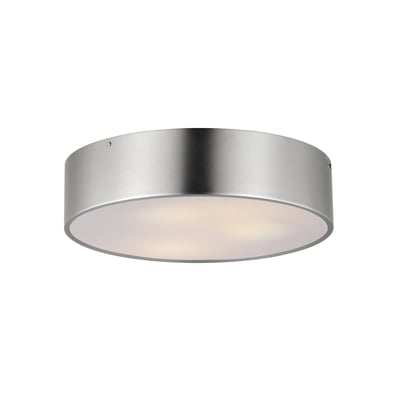 Maxim Lighting Tommy Surface Mount in Satin Nickel finish, featuring a sleek, modern design with a steel frame and frosted glass diffuser.