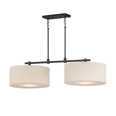 Maxim Lighting Bongo Linear Suspension in Oil Rubbed Bronze, featuring steel, linen, and acrylic materials for modern elegance.