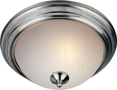 Maxim Lighting Essentials 584x Flush Mount in Satin Nickel finish with a sleek, round design featuring a frosted glass shade and steel construction.