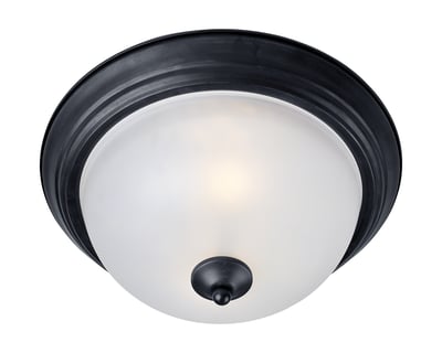 Maxim Lighting Essentials 584x Flush Mount: A sleek black steel and glass ceiling light fixture with a minimalist design.