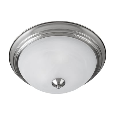 Maxim Lighting Essentials 584x Flush Mount in Satin Nickel finish with a sleek, round design featuring a frosted glass shade and steel construction.