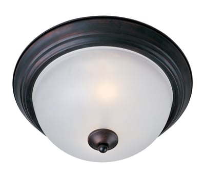 Maxim Lighting Essentials 584x Flush Mount with Oil Rubbed Bronze finish features a sleek, round design made of glass and steel for a modern touch.