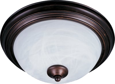 Maxim Lighting Essentials 584x Flush Mount with Oil Rubbed Bronze finish, featuring a sleek glass and steel design, perfect for modern interiors.