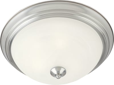 Maxim Lighting Essentials 584x Flush Mount in Satin Nickel finish, featuring a sleek, round design with a glass cover, ideal for modern interiors.