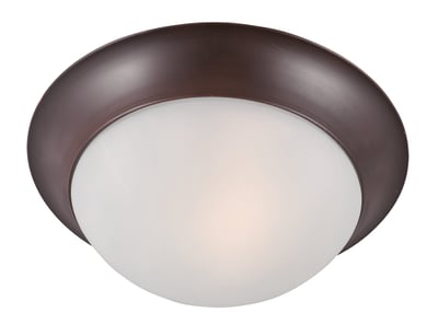 Maxim Lighting Essentials 585x Flush Mount with Oil Rubbed Bronze finish, featuring a sleek glass and steel design for modern elegance.