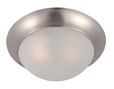 Maxim Lighting Essentials 585x Flush Mount with a sleek Satin Nickel finish, featuring a smooth Glass shade and durable Steel construction.