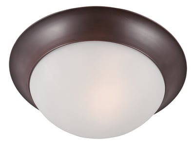 Maxim Lighting Essentials 585x Flush Mount with an Oil Rubbed Bronze finish, featuring a sleek design with a glass and steel construction.