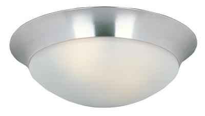 Maxim Lighting Essentials 585x Flush Mount featuring a sleek Satin Nickel finish with a smooth Glass shade, perfect for modern interiors.