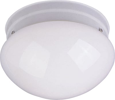 Maxim Lighting Essentials 588x Flush Mount with a sleek white steel base and a smooth glass dome, providing a modern and elegant ceiling light fixture.
