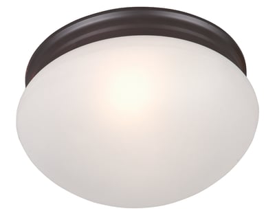 Maxim Lighting Essentials 588x Flush Mount with Oil Rubbed Bronze finish, featuring a sleek design with a steel frame and glass diffuser.