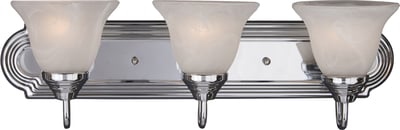 Maxim Lighting Essentials Bell Bathroom Vanity Light in polished chrome finish, featuring steel and glass construction with elegant bell-shaped shades.
