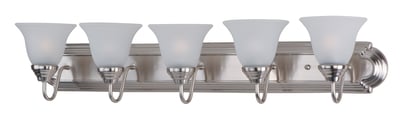 Image of Maxim Lighting's Essentials Bell Bathroom Vanity Light featuring a sleek satin nickel finish with elegant steel and glass construction.