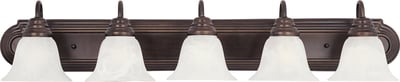 Maxim Lighting Essentials Bell Bathroom Vanity Light with Oil Rubbed Bronze finish, featuring steel and glass construction, elegantly illuminates the space.