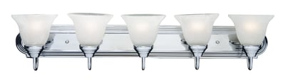 Maxim Lighting Essentials Bell Bathroom Vanity Light in Polished Chrome finish, featuring a sleek steel frame with elegant glass bell-shaped shades.
