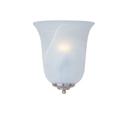 Maxim Lighting Essentials Bell Wall Sconce with a Satin Nickel finish and Glass shade, mounted on a Steel base.