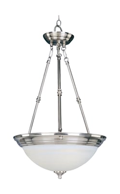 Maxim Lighting Essentials Bowl Pendant with a Satin Nickel finish, featuring a glass bowl design suspended by steel hardware.